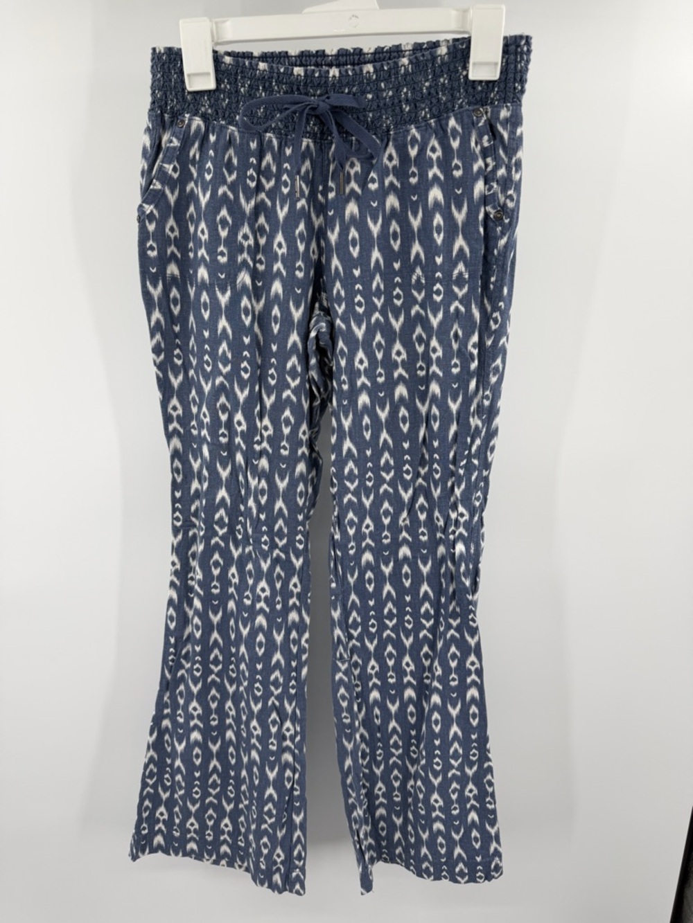 Rewash Ikat Blue White Linen Blend Pull On Pant Size Large boho
